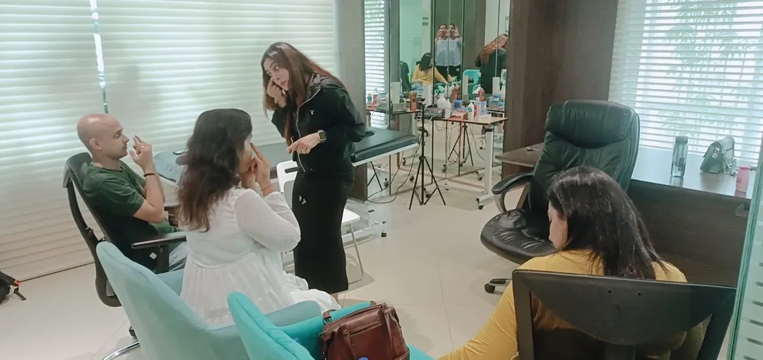 Vibha Jain working with clients in a calm, professional practice setting