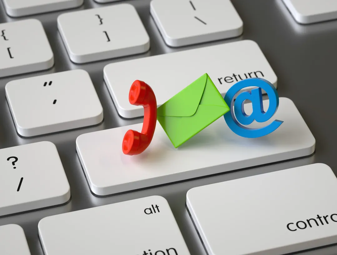 Phone, email and message icons representing ways to contact the practice